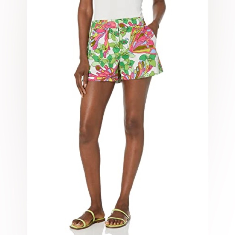 Trina Turk Colorful Butterfly Print High Waist Shorts